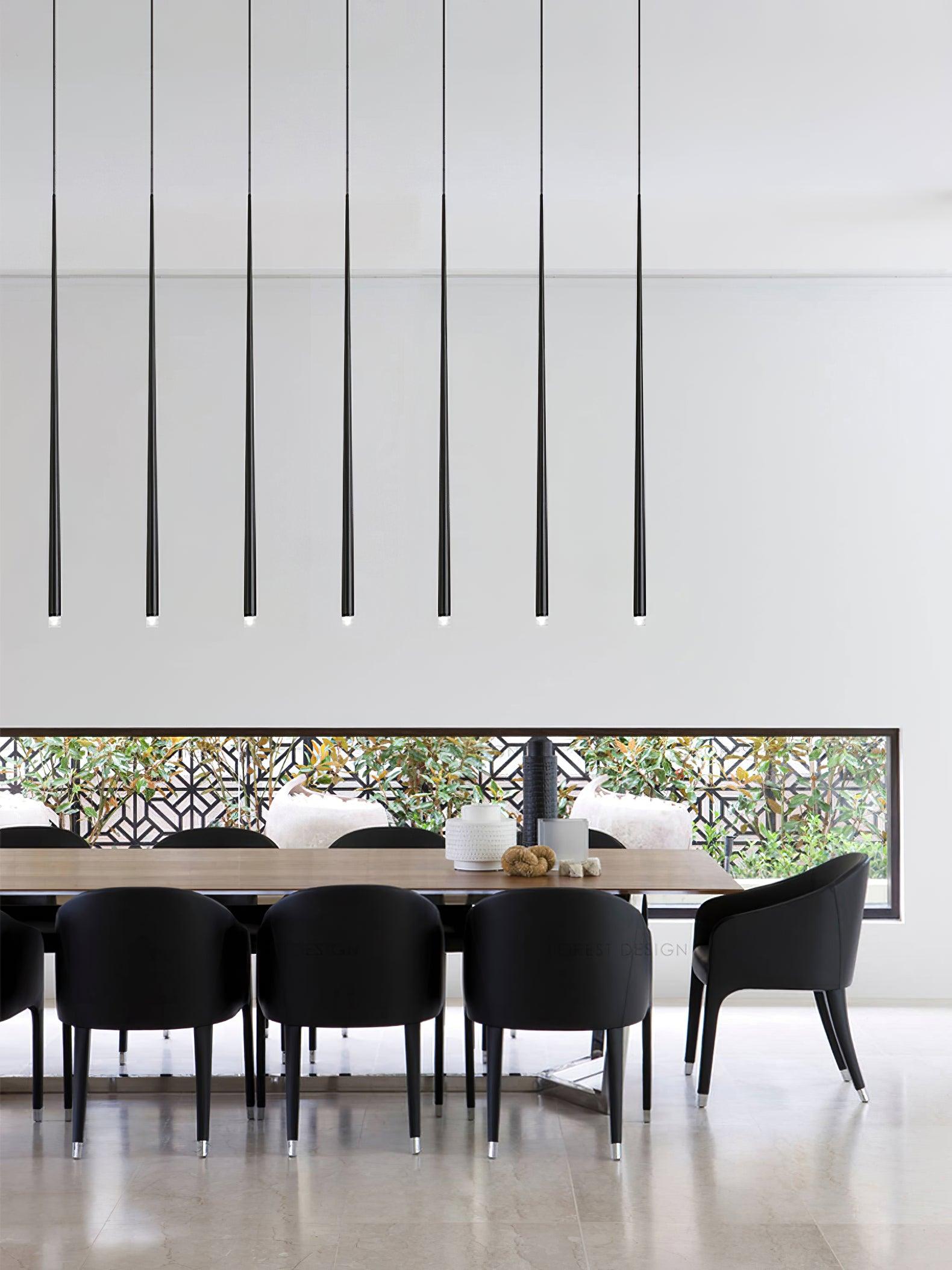 Elegant Slender Cone Multi Light Chandelier Modern Black LED Pendant Lamp