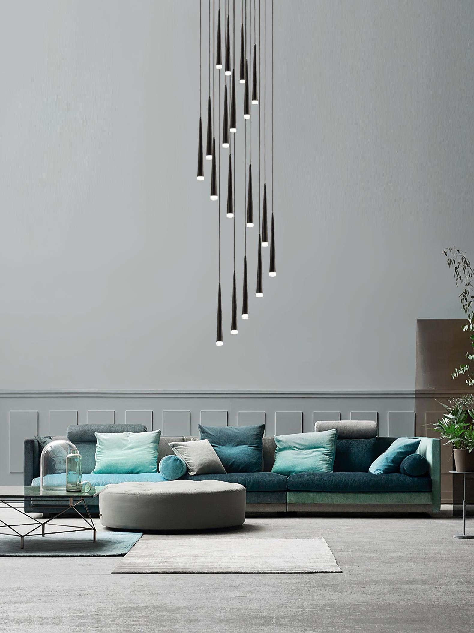 Elegant Slender Cone Multi Light Chandelier Modern Black LED Pendant Lamp