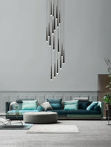 Elegant Slender Cone Multi Light Chandelier Modern Black LED Pendant Lamp