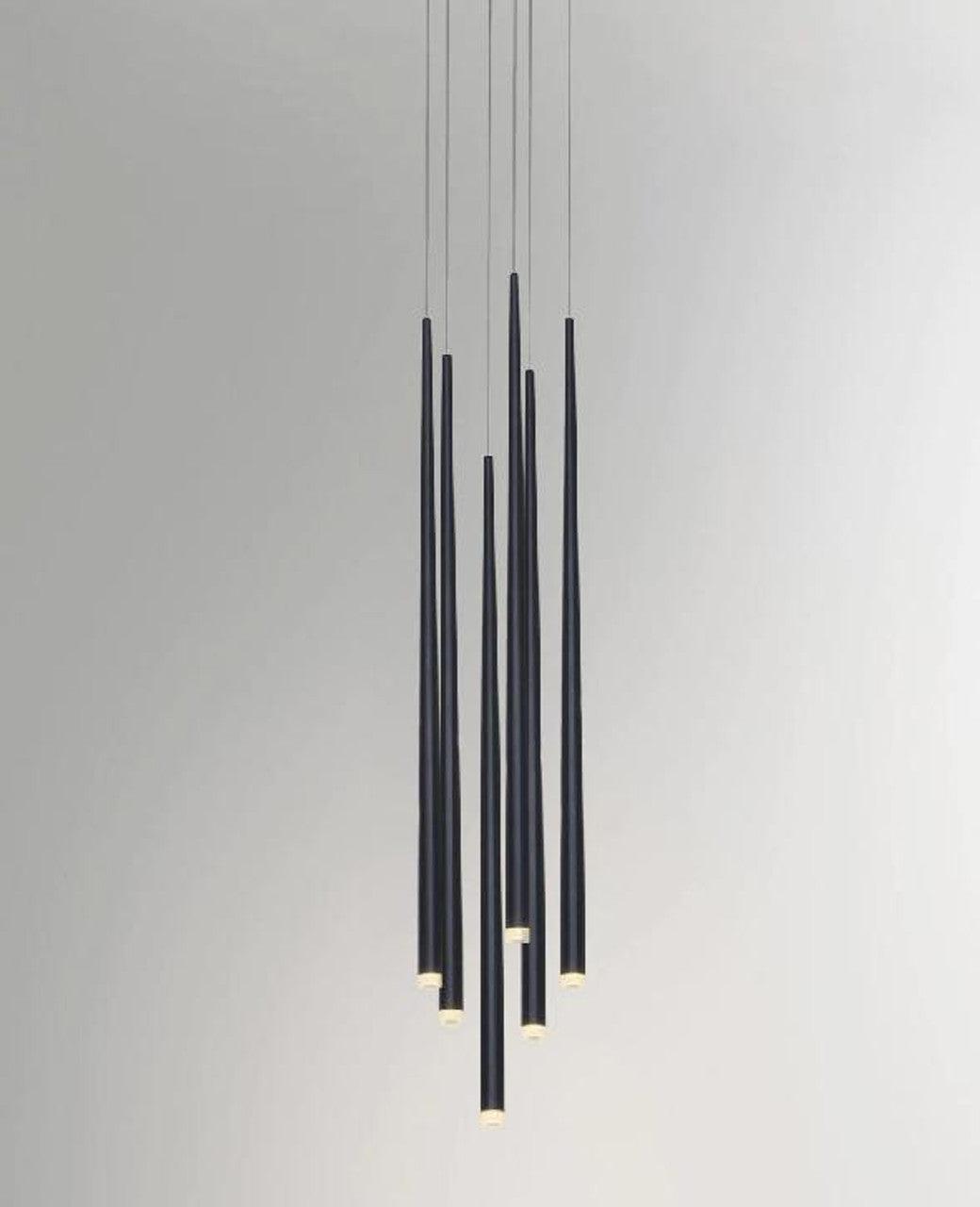 Elegant Slender Cone Multi Light Chandelier Modern Black LED Pendant Lamp