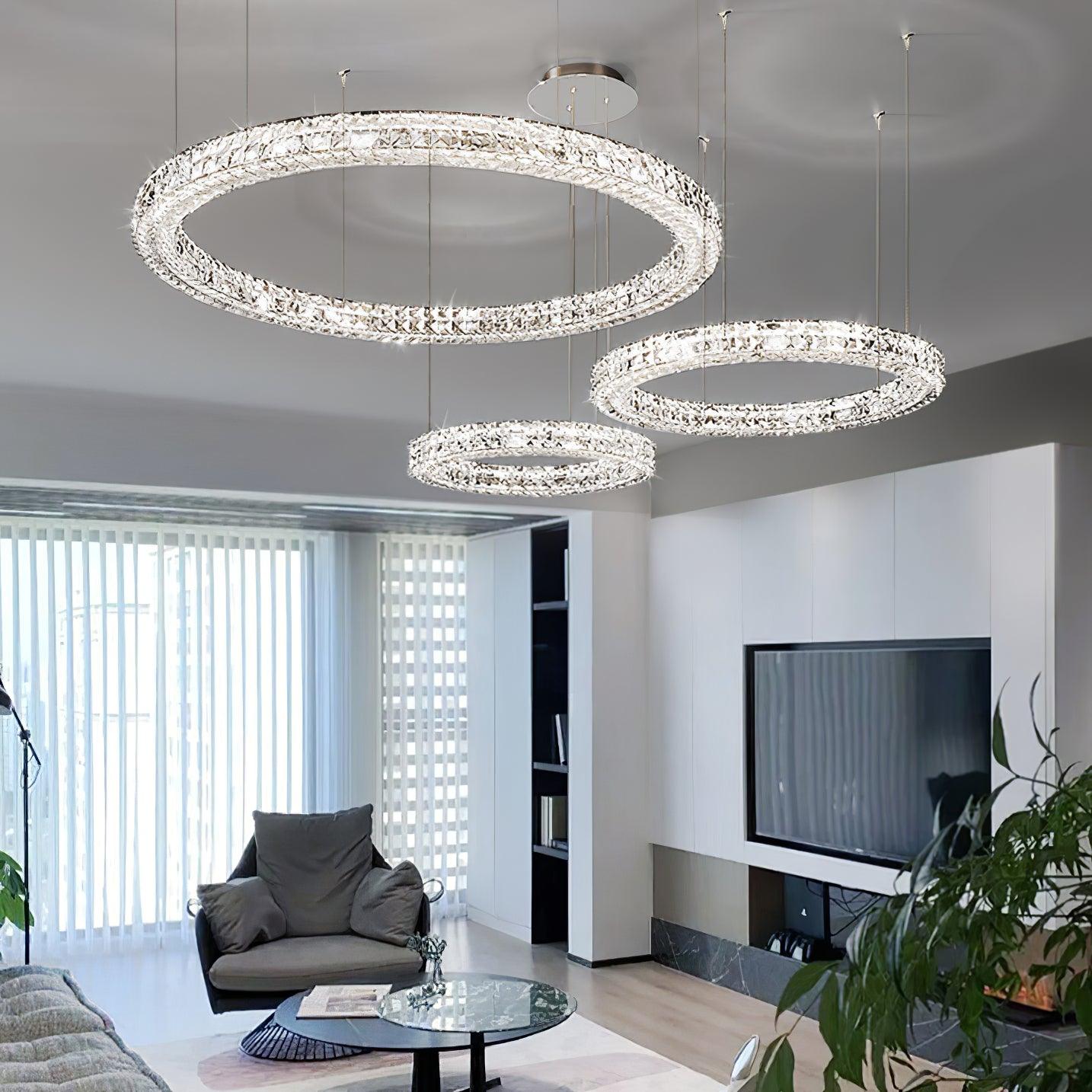 Elegant Spiridon Crystal Ring Chandelier Modern LED Ceiling Pendant Light for Luxury Interiors