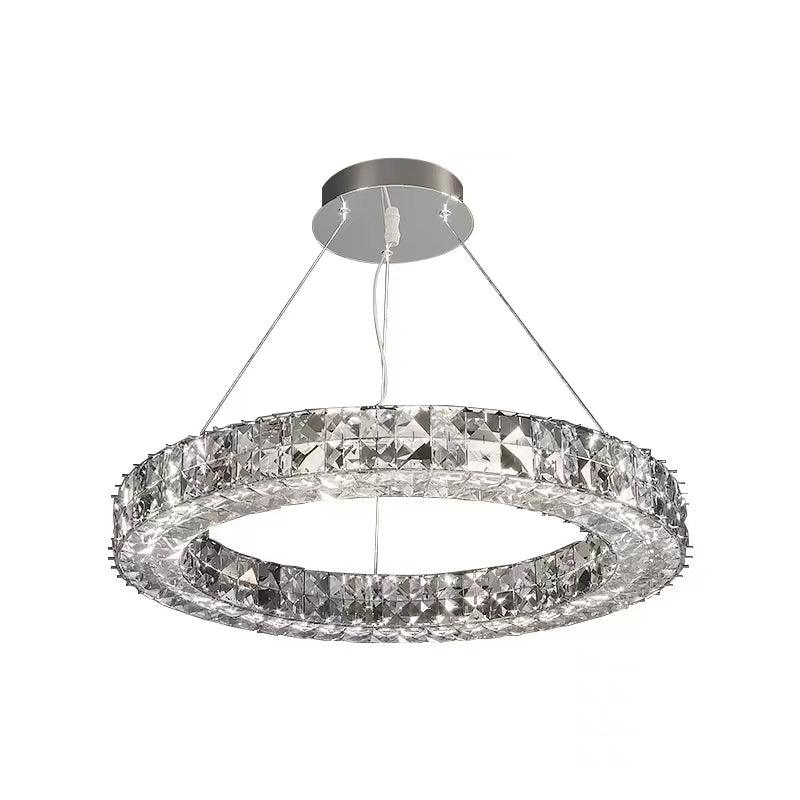 Elegant Spiridon Crystal Ring Chandelier Modern LED Ceiling Pendant Light for Luxury Interiors