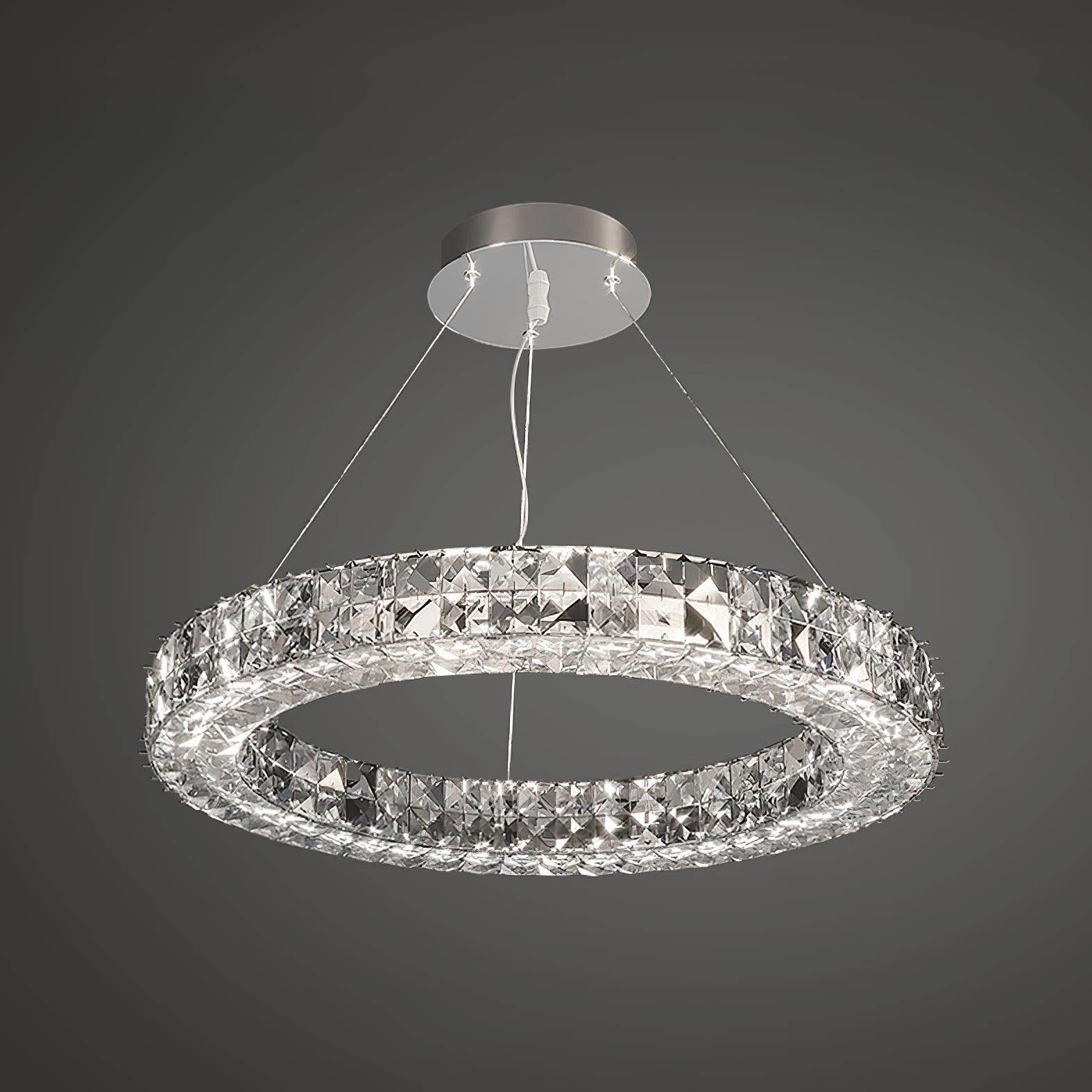 Elegant Spiridon Crystal Ring Chandelier Modern LED Ceiling Pendant Light for Luxury Interiors