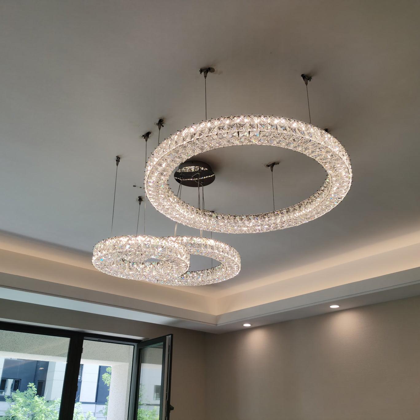 Elegant Spiridon Crystal Ring Chandelier Modern LED Ceiling Pendant Light for Luxury Interiors