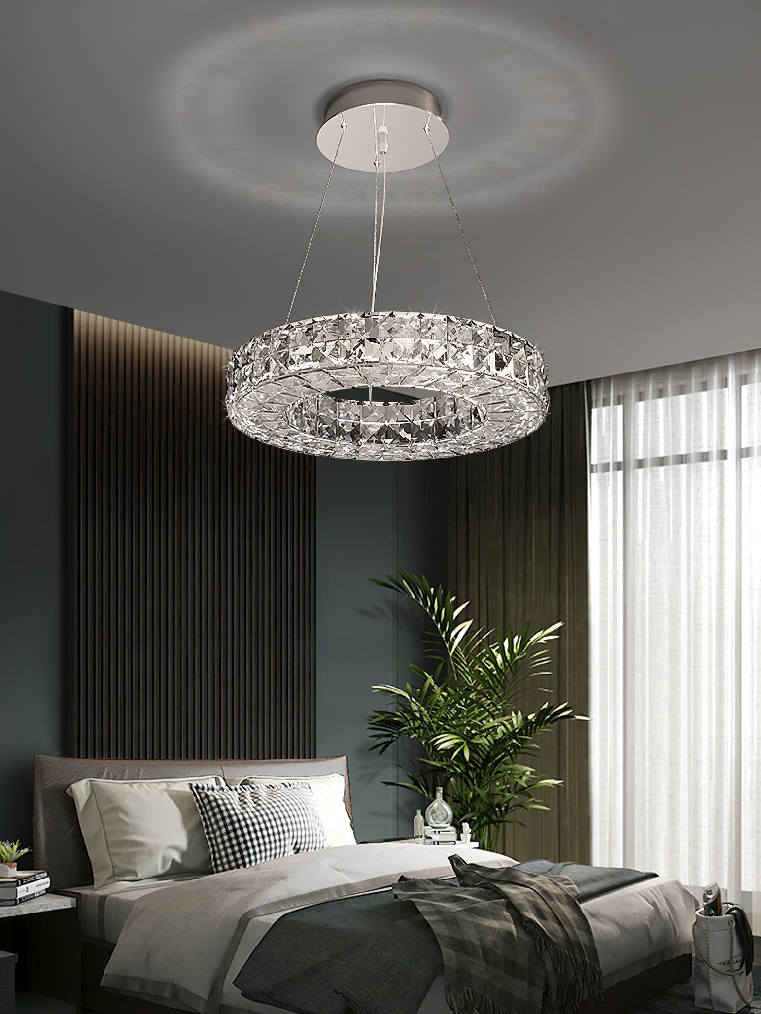 Elegant Spiridon Crystal Ring Chandelier Modern LED Ceiling Pendant Light for Luxury Interiors
