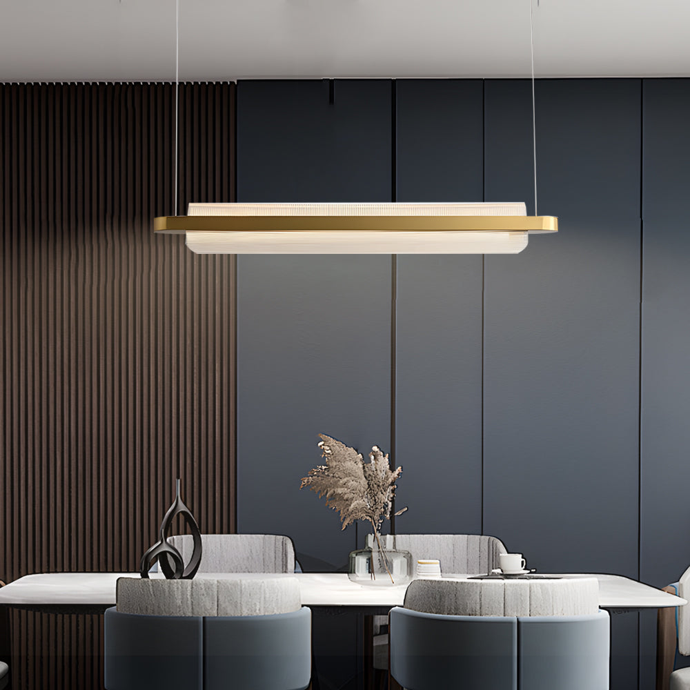 Elegant Stainless Steel Linear Suspension Lamp with Arc Acrylic Shade for Modern Kitchens