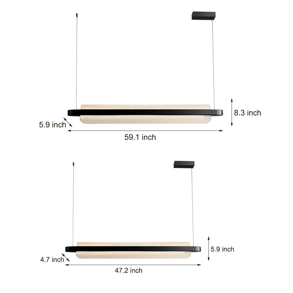 Elegant Stainless Steel Linear Suspension Lamp with Arc Acrylic Shade for Modern Kitchens