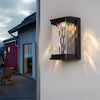 Elegant Stone Glass Outdoor LED Wall Light Waterproof Modern Exterior Porch Lamp Matte Black Finish