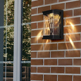 Elegant Stone Glass Outdoor LED Wall Light Waterproof Modern Exterior Porch Lamp Matte Black Finish