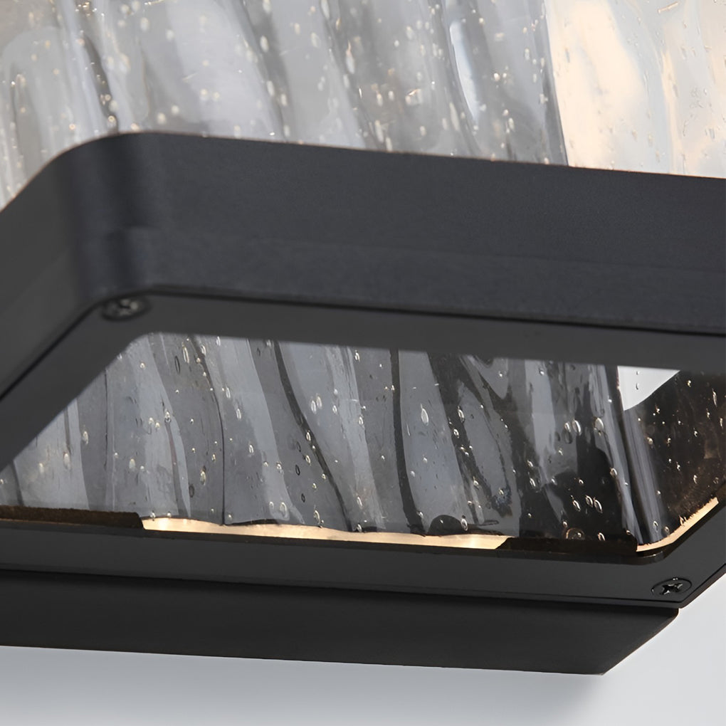 Elegant Stone Glass Outdoor LED Wall Light Waterproof Modern Exterior Porch Lamp Matte Black Finish