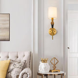 Elegant Tate Metal Wall Sconce with White Fabric Shade for Modern Bedrooms and Hallways