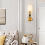 Elegant Tate Metal Wall Sconce with White Fabric Shade for Modern Bedrooms and Hallways