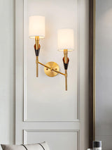 Elegant Tate Metal Wall Sconce with White Fabric Shade for Modern Bedrooms and Hallways