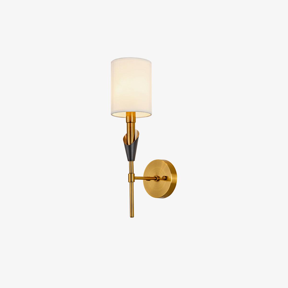Elegant Tate Metal Wall Sconce with White Fabric Shade for Modern Bedrooms and Hallways
