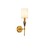 Elegant Tate Metal Wall Sconce with White Fabric Shade for Modern Bedrooms and Hallways