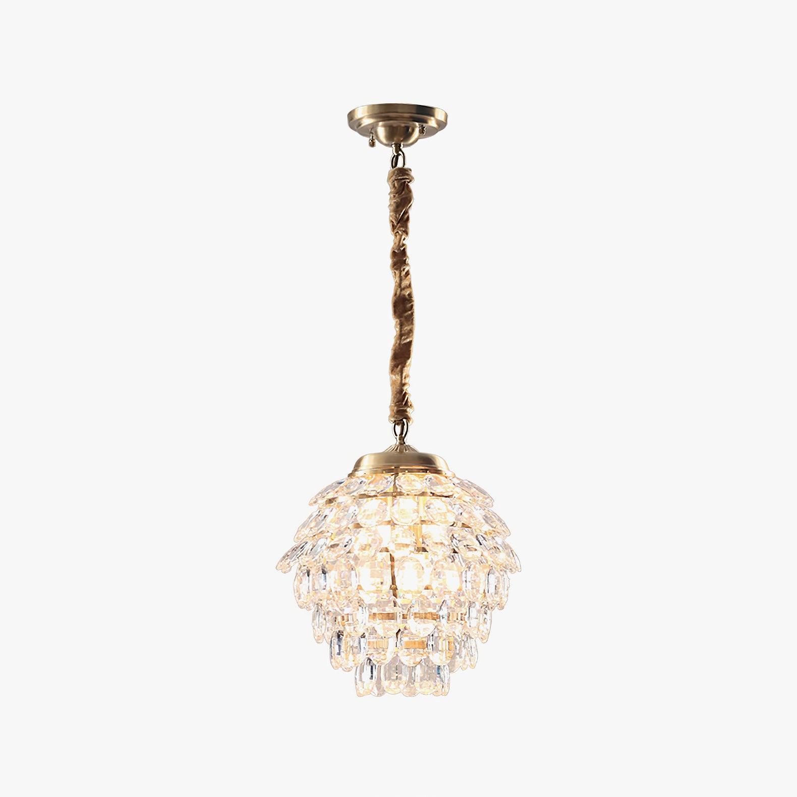 Elegant Tiered Crystal Chandelier Brass Droplight Fixture for Dining Room