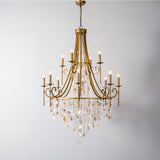Elegant Tiered Shell Crystal Chandelier Copper Finish Multi Head Ceiling Light