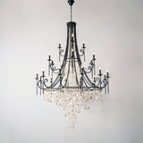 Elegant Tiered Shell Crystal Chandelier Copper Finish Multi Head Ceiling Light
