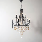 Elegant Tiered Shell Crystal Chandelier Copper Finish Multi Head Ceiling Light