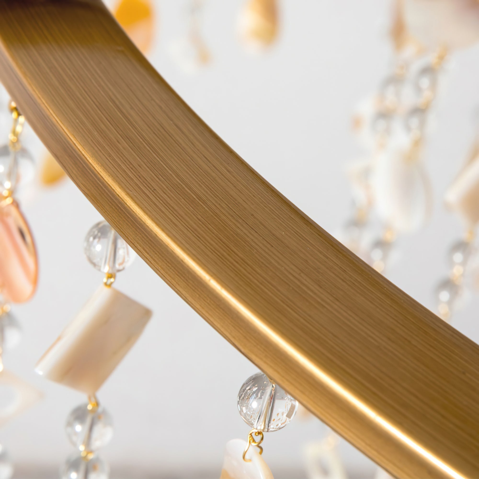Elegant Tiered Shell Crystal Chandelier Copper Finish Multi Head Ceiling Light