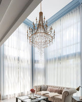 Elegant Tiered Shell Crystal Chandelier Copper Finish Multi Head Ceiling Light