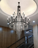 Elegant Tiered Shell Crystal Chandelier Copper Finish Multi Head Ceiling Light