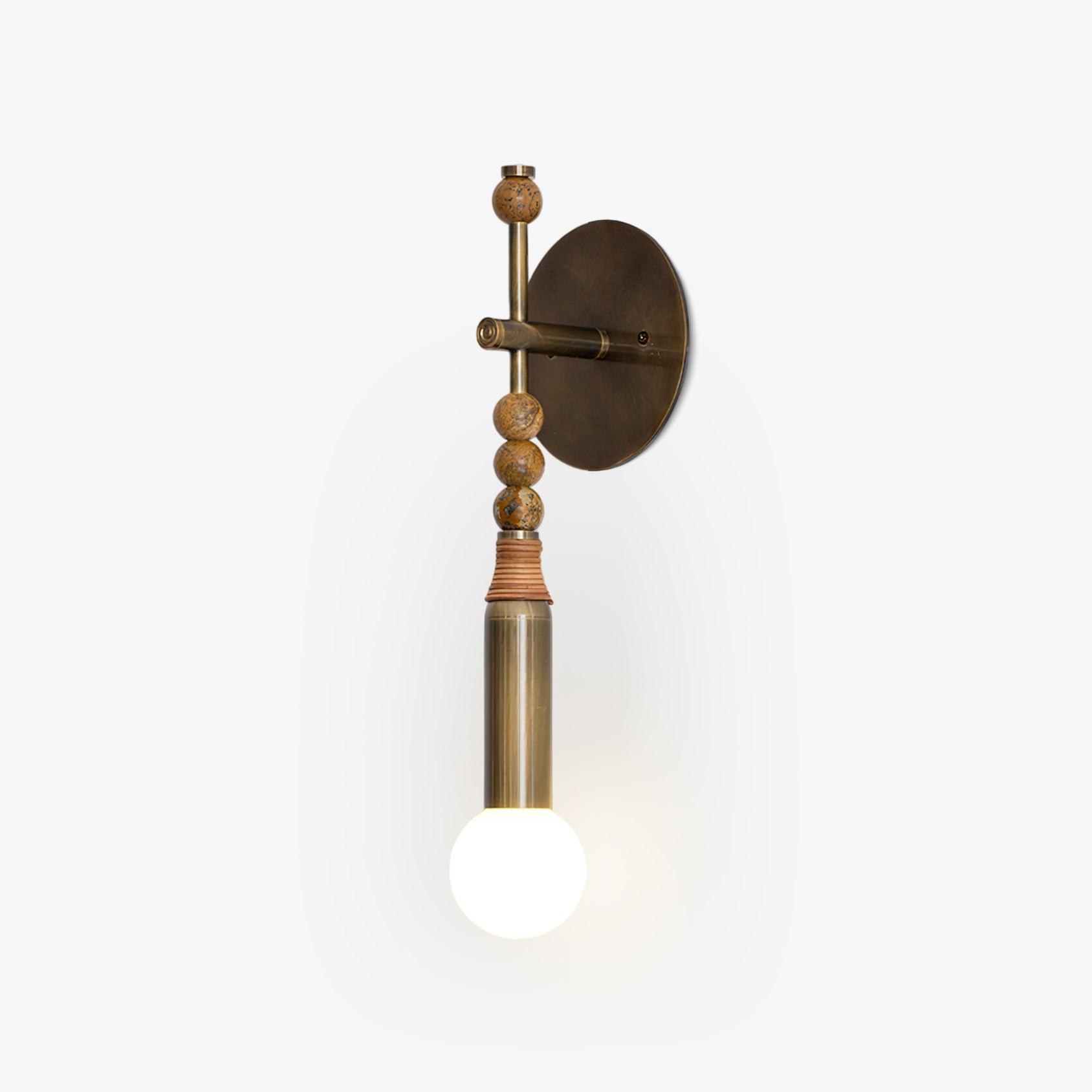 Elegant Toam Natural Marble Wall Lamp Pair with Antique Brass Metal Accents for Indoor Use