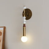 Elegant Toam Natural Marble Wall Lamp Pair with Antique Brass Metal Accents for Indoor Use
