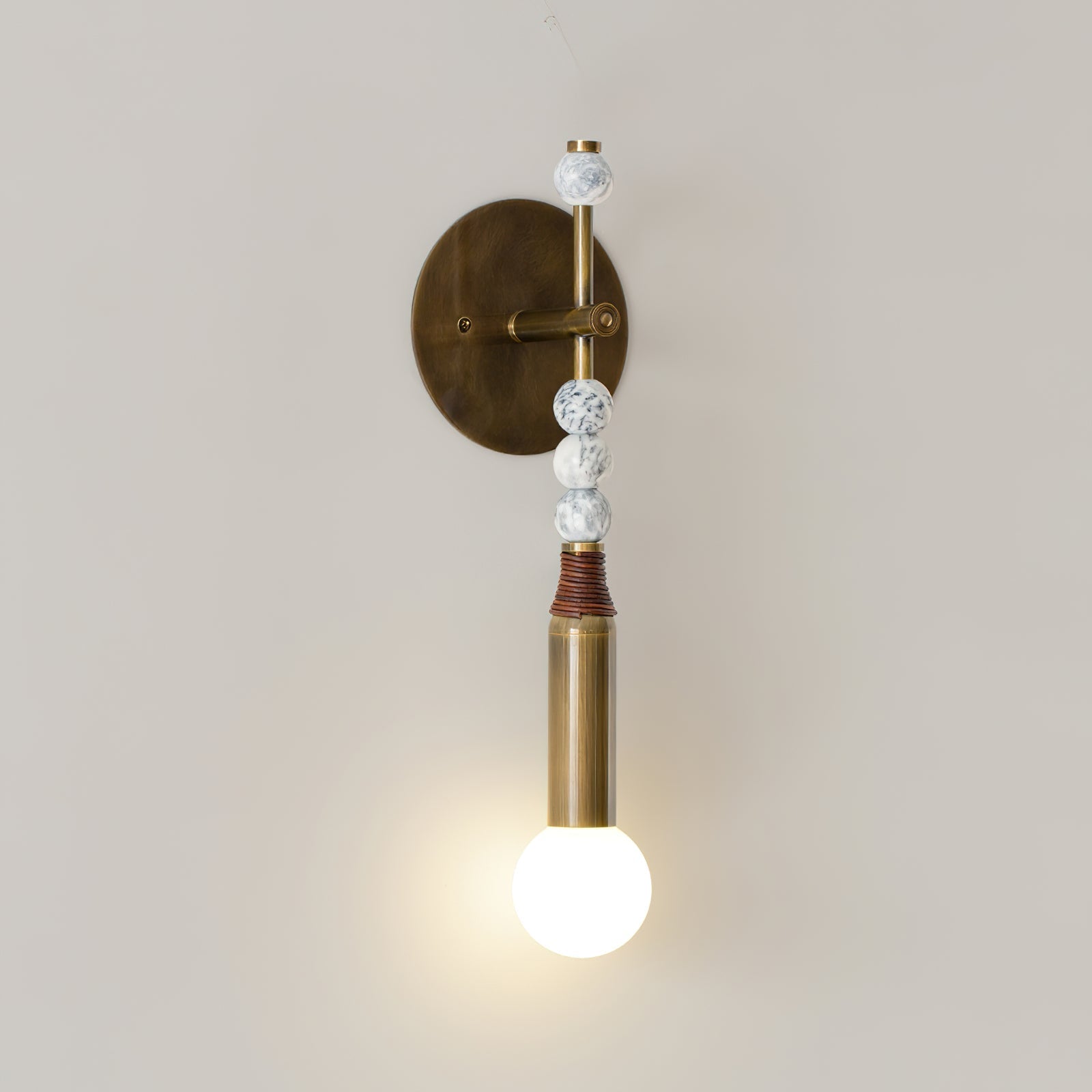 Elegant Toam Natural Marble Wall Lamp Pair with Antique Brass Metal Accents for Indoor Use