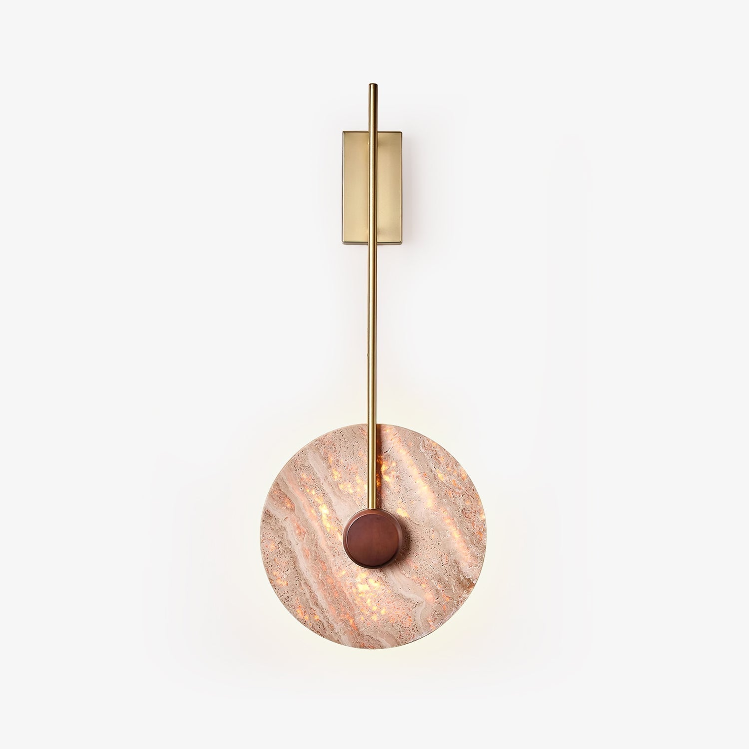 Elegant Travertine Disc LED Wall Light Natural Stone Sconce for Modern Interior