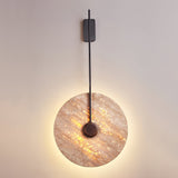 Elegant Travertine Disc LED Wall Light Natural Stone Sconce for Modern Interior