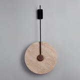 Elegant Travertine Disc LED Wall Light Natural Stone Sconce for Modern Interior