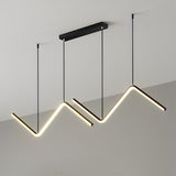 Elegant Wavy Linear LED Pendant Light 3 Step Dimming Modern Nordic Chandelier for Dining Room