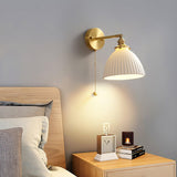 Elegant White Ceramic Pleated Wall Sconce with Brass Finish for Modern Home Decor