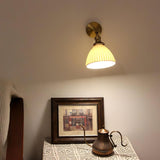 Elegant White Ceramic Pleated Wall Sconce with Brass Finish for Modern Home Decor