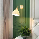 Elegant White Ceramic Pleated Wall Sconce with Brass Finish for Modern Home Decor