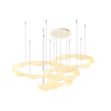 Elegant White Cream Modern LED Ring Chandelier Featuring Three Step Dimming Wavy Circle Design