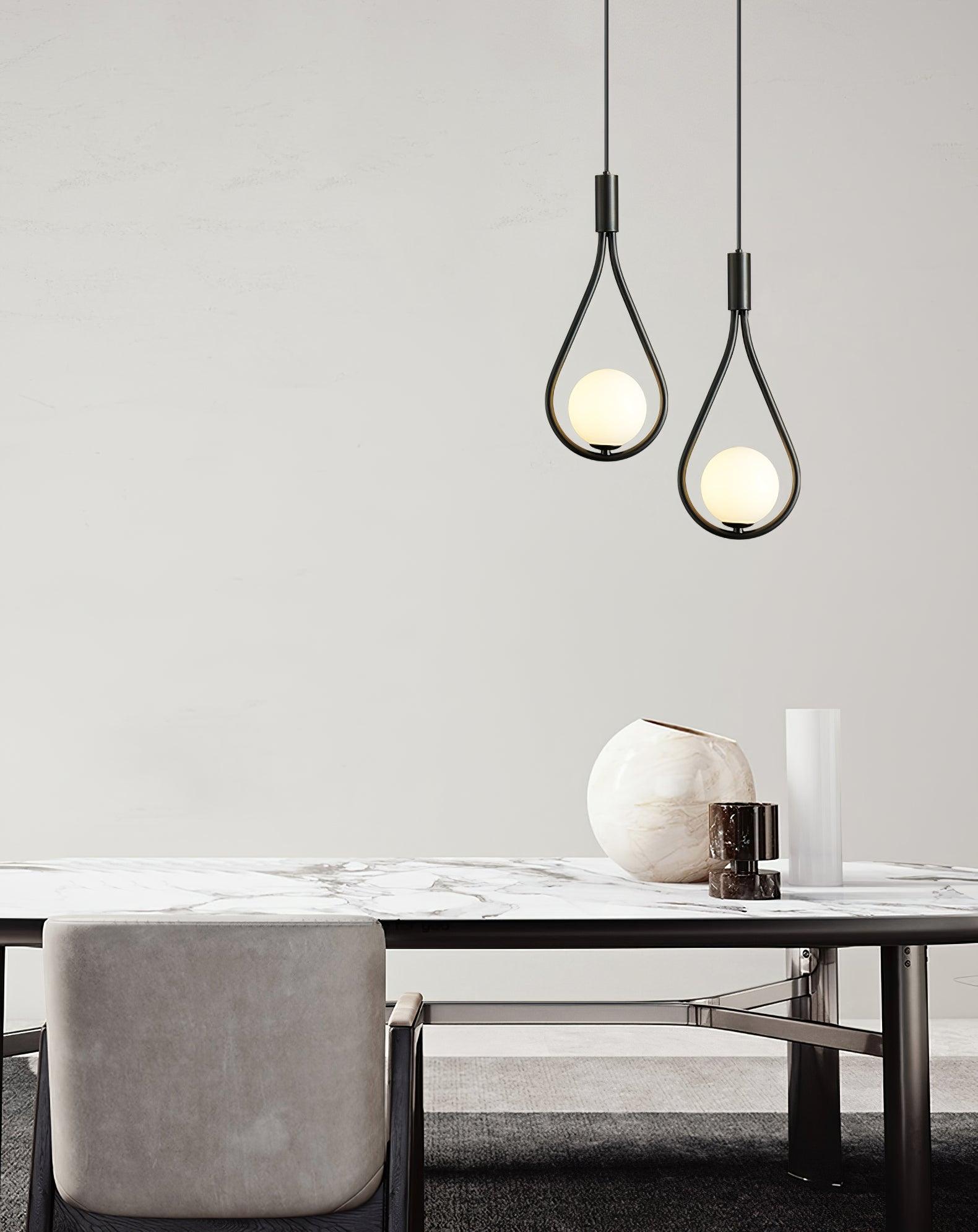 Elegant White Glass Globe Droplight Pendant Lamp for Modern Living Rooms and Dining Spaces