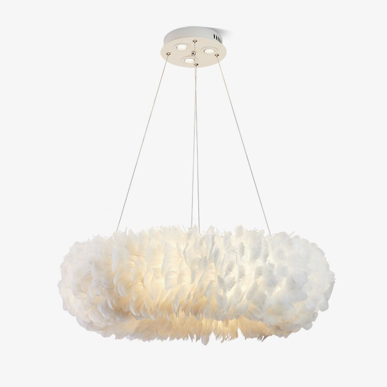 Elegant White Goose Feather Pendant Light Modern Nordic Hanging Lamp for Bedroom and Living Room