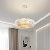 Elegant White Goose Feather Pendant Light Modern Nordic Hanging Lamp for Bedroom and Living Room