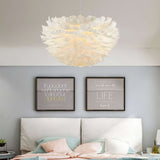 Elegant White Goose Feather Pendant Light Modern Nordic Hanging Lamp for Bedroom and Living Room
