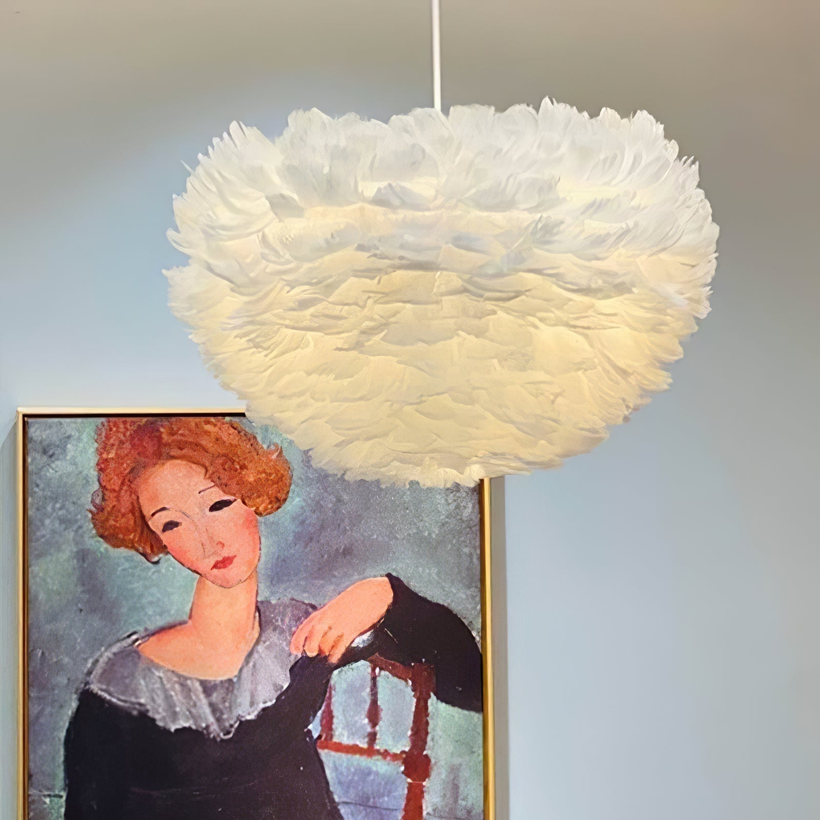 Elegant White Goose Feather Pendant Light Modern Nordic Hanging Lamp for Bedroom and Living Room