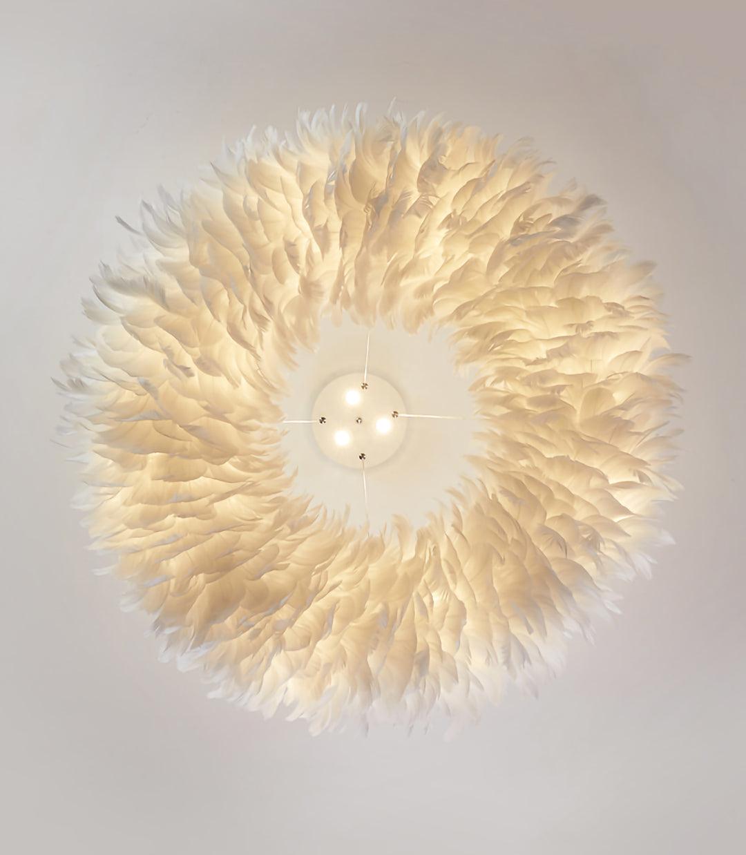 Elegant White Goose Feather Pendant Light Modern Nordic Hanging Lamp for Bedroom and Living Room