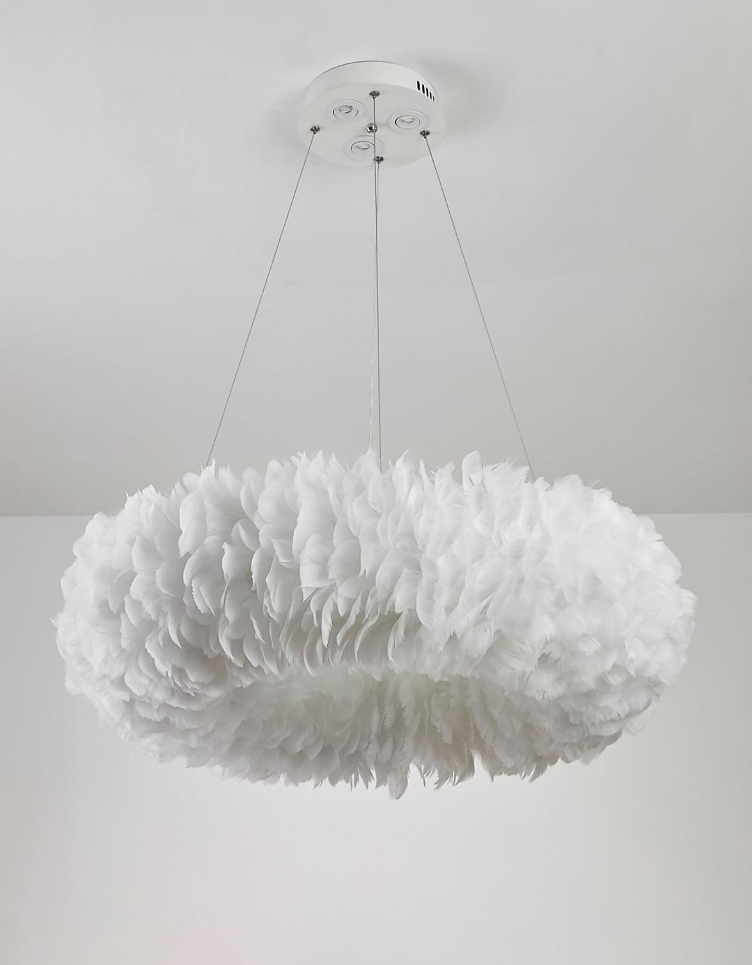 Elegant White Goose Feather Pendant Light Modern Nordic Hanging Lamp for Bedroom and Living Room