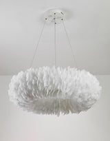 Elegant White Goose Feather Pendant Light Modern Nordic Hanging Lamp for Bedroom and Living Room