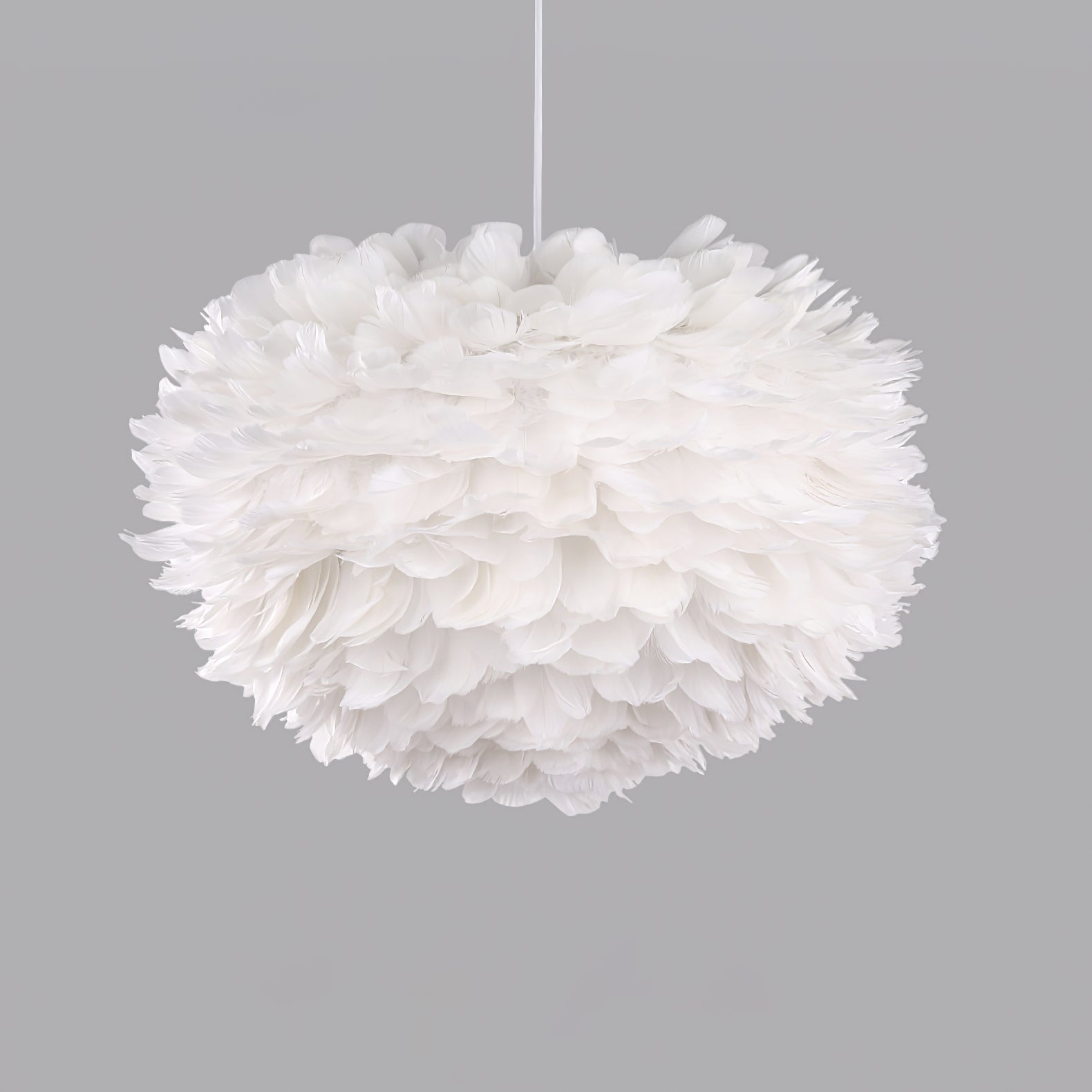 Elegant White Goose Feather Pendant Light Modern Nordic Hanging Lamp for Bedroom and Living Room
