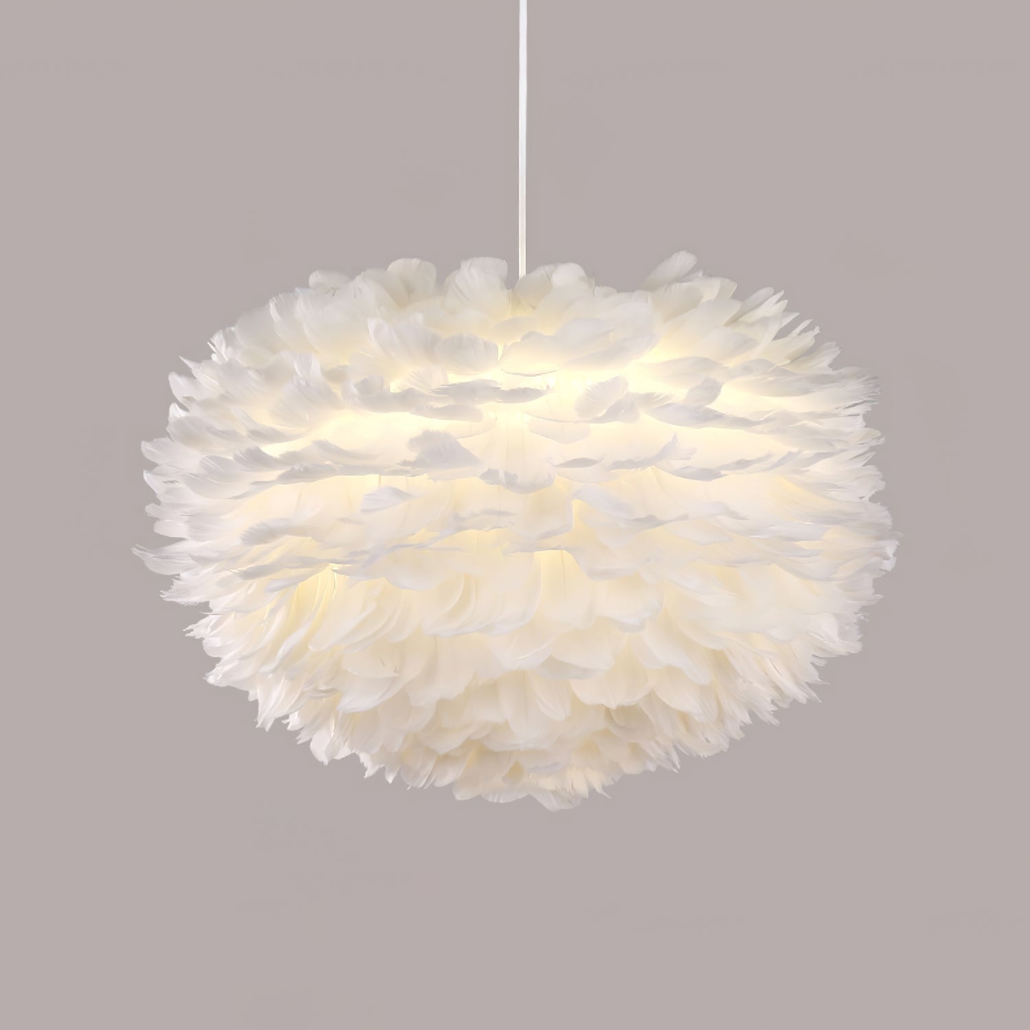 Elegant White Goose Feather Pendant Light Modern Nordic Hanging Lamp for Bedroom and Living Room