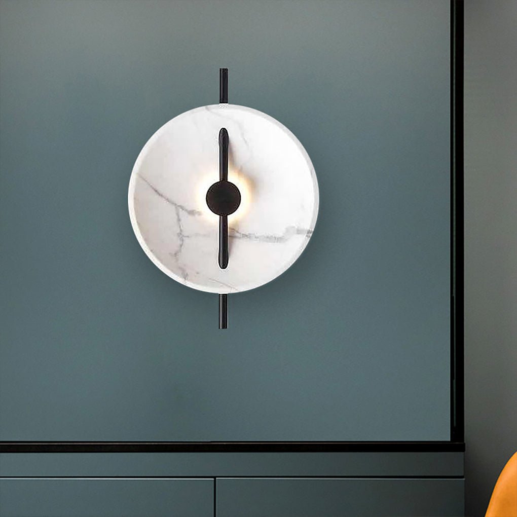Elegant White Marble LED Wall Lamp Modern Circular Sconce for Bedroom Lighting