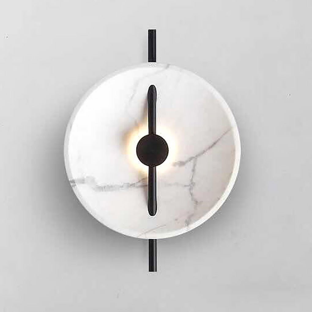 Elegant White Marble LED Wall Lamp Modern Circular Sconce for Bedroom Lighting