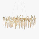 Elegant Wisteria Crystal Flower Branch Chandelier Gold G9 LED Ceiling Light Fixture